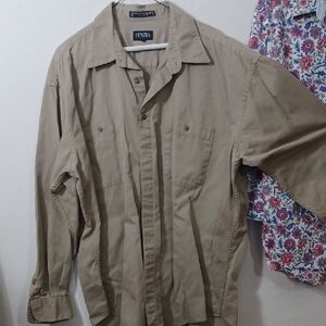 Men's Casual Tan Button Down Shirt